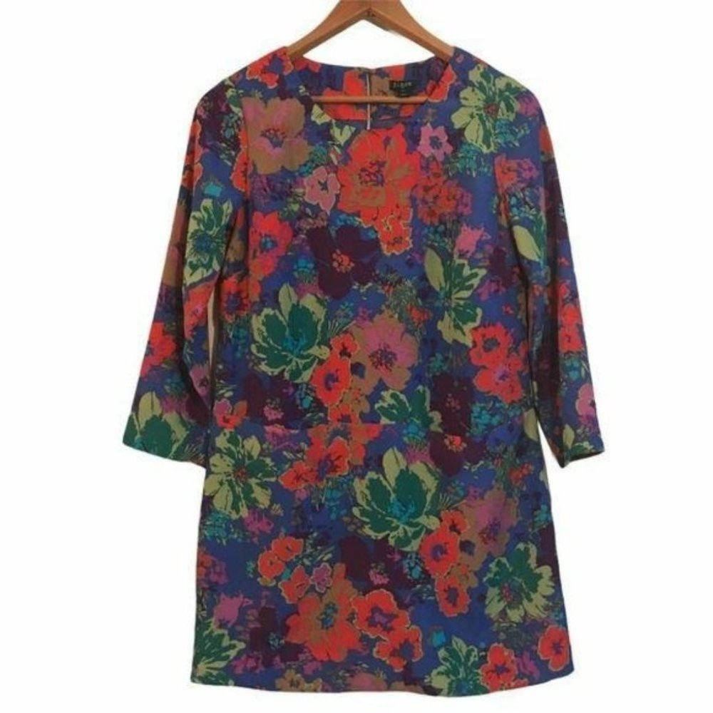 J Crew Women's Floral Shirt Dress With Pockets